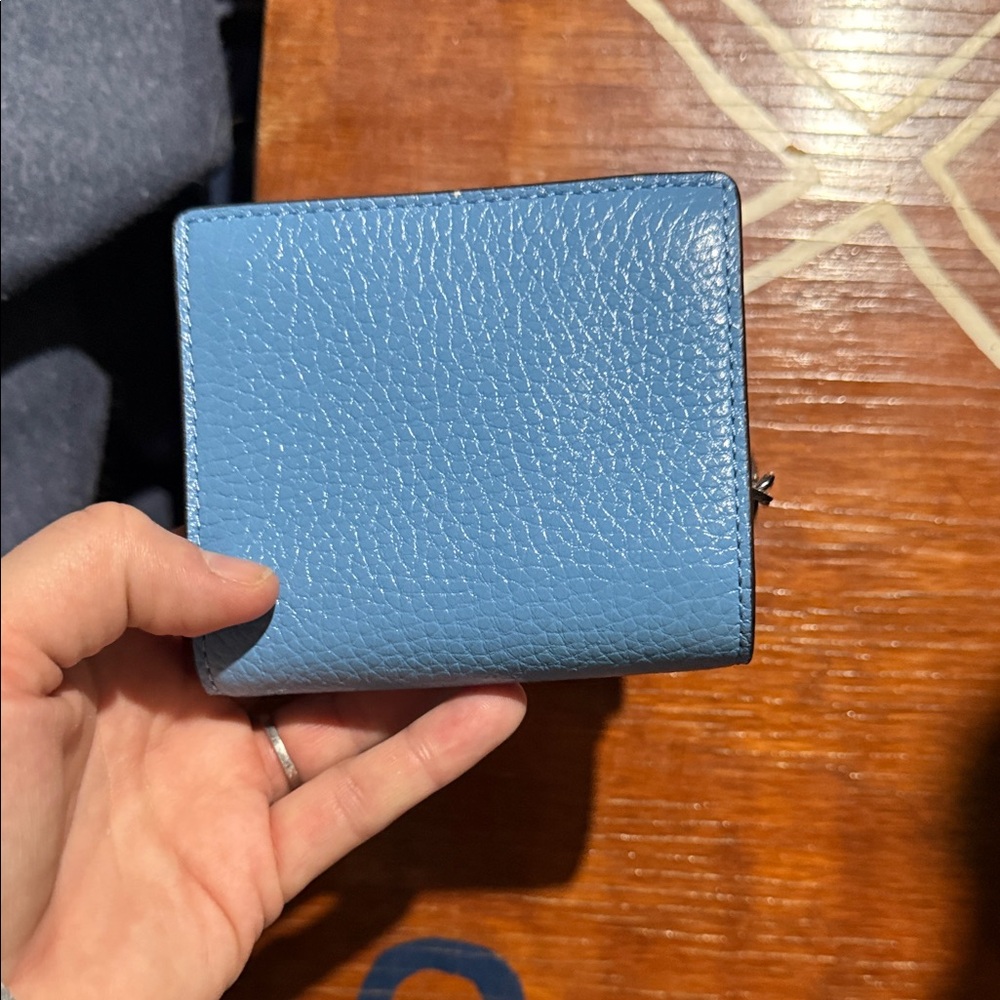 Coach Pebbled Leather Small Wallet in Light Blue - Picture 5 of 6